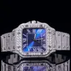 VVS Moissanite Diamond Hip Hop Watch rostfritt stål midja handgjorda inställning av lyxkvartsur