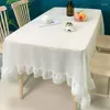 Nappe de Table en Tulle blanc à volants, en dentelle transparente, lavable, rectangulaire, pour décor de fête de mariage, réception-cadeau pour bébé, 140 ou 180 CM