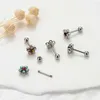 Vis Barbell boucle d'oreille boule Helix goujons chirurgicaux en acier inoxydable oreille anneau boucles d'oreilles tige mince couleur Zircon fleur os clou clou Piercing Bijoux de corps Bijoux