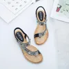 Sandálias Bohemian Flat Summer Shoes Mulher Terno Feminino Bege Grande Tamanho Boho Sem Preto 2023 Grande Moda Conforto Meninas Tecido S