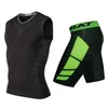 Running Set Men Gym Fitness Compression Short Legging Tops Workout Train Träning Sport Yoga Pants Shirts Tights UX01