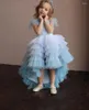 Girl Dresses Layered Puffy Flower Feather Round Neck Knee Length Sequined For Wedding Princess Kids Birthday Party Ball Gowns