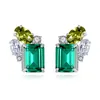 Emerald Gemstone Stud Earrings S925 Silver Shiny Zircon örhängen Europeiska temperament Nischdesignsmycken2441