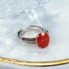 Klejnot Beauty Three Pierścieni Smart 925 Srebrny pierścień dla kobiet Pearl Czerwony Agat Kwarc Oryginalny projekt 231229