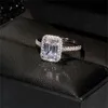 Bague de promesse de diamant de laboratoire taille émeraude 2ct, ensembles de bagues de fiançailles en argent sterling 925 pour femmes, bijoux de fête de mariée281r