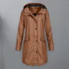 Men's Trench Coats Women Men Jacket Autumn Winter Solid Rain Hooded Long Sleeve Buttons Zipper Placket Pockets Design Windproof Coat