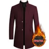 Men's Trench Coats Winter Slim Fit Long Sleeve Cardigans Blends Coat Jacket Suit Solid Mens Woolen