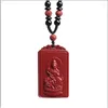 Collane con ciondolo Minerale grezzo naturale Cinabro Collana con zodiaco Buddha a doppia faccia Manshu Bodhisattva