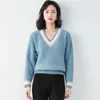 Женские свитера, зимние еловые свитера с длинными рукавами в китайском стиле, осень 2023, вязаный женский пуловер, женский полосатый пуловер
