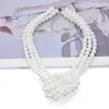 Choker 2024 Moda trzy rzędy czarne białe sztuczne perełki naszyjnik dla kobiet biżuteria vintage oświadczenie wielowarstwowe kobieta