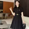 Basic & Casual designer fashion women dresses skirt solid color chest letters long dress casual simple belt drawstring waist atmospheric OUVD