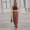 Streetwear Washed Denim Multi-pocket Overalls Trousers 2023 Women Cargo Pants Casual Straight Leg Jeans Workwear