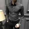Herrskjorta långärmad ny höst haute couture affär av high-end topp skjorta smal fit casual herre kläder tum fashionabla mode
