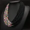 Chokers Mode Bohemian Boho Acryl Perlen Halskette Frauen Lange Multi Layer Statement Strang Layered Schmuck Collier Femme1226T