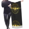 Sjaals abstracte compositie met zon-maanbanen en sterren sjaal winter lang grote kwast zachte wrap pashmina