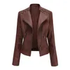 Women's Suits Women Leather Jacket Slim Fit Thin Style Spring Autumn Outerwear Short Motorcycle