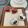 Stud Earrings Eye Red White Enamel Glazing Fashion Heart Shape Jewelry For Women Girls