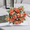 Decoratieve bloemen Ijzerdraad Kunstplanten Prachtige rozenboeket Simulatiebloem Bruidshand Voor niet-vervagend Multifunctioneel