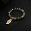 Strand oaiite Amazon Abacus Bead Armband för män Reiki Energy Stone Yoga Meditativa bladhängen smycken Kvinnor
