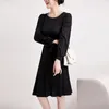 Casual Dresses 2023 Autumn Women's Dress Mulberry Silk Mid Length Long Sleeved Skirt