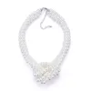 Choker 2024 Moda trzy rzędy czarne białe sztuczne perełki naszyjnik dla kobiet biżuteria vintage oświadczenie wielowarstwowe kobieta