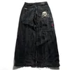 JNCO Jeans Harajuku Hip Hop Retro Schädel Grafik bestickt Baggy Jeans Denim Hosen Männer Frauen Goth hohe Taille weite Hosen 231229