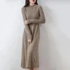 Casual Dresses Vintage Knitting Dress for Women Autumn Winter O Neck Long Sleeve Knit Vestido Korean Style Elegant Party