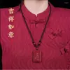 Collane con ciondolo Minerale grezzo naturale Cinabro Collana con zodiaco Buddha a doppia faccia Manshu Bodhisattva