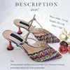 Sandaler QSGFC Colorful Party Ladies Shoe Bag Set Italian Pointed Cutout Design High Heels med droppformade strass 230630