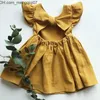 Mädchen Kleider Mädchen Kleider Koreanischen Stil Sommer Säuglings Kleid Fliegende ärmel Baumwolle Leinen geboren Baby Prinzessin Kinder Party 230518 Z230701