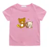 Set di abbigliamento Rilakkuma Bear Kawaii Cartoon Print Tshirt per ragazzi e ragazze 100 Cotton Summer Soft Teeshirt Casual manica corta confortevole 230630