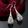 Stud Nouveau charme en argent sterling Boucles d'oreilles pour femmes bijoux tous les matchs de la tendance creux de la forme de chute en eau creuse des cadeaux uwhb