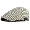 HT4060 Berets Spring Summer Cap Hat Men Kobiety Plaid Beret Hat Regulowane Ivy Newsboy Flat Cap Malarz Kapelusz Male Cape Cap