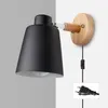 Lampes PHYVAL Nordique Avec Fer E27 Macaron 6 Couleur Applique De Chevet Led EU / US Plug appliques murales avec interrupteurHKD230701