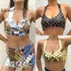 Other Fashion Accessories Lacteo Sexy Sequin Camis Halter Body Jewelry for Women Fashion Hollow Out Skirt Bikini Bra Waist Chain Female Summer Wholesale 230701