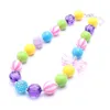 Pink Bowknot Kids Child Beads Chunky Necklace Fashion Girls Chunky Bubblegum Necklace Jewelry For Party Gifts