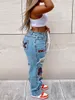 Women's Plus Size Pants LW High Waist Print Stretchy Jeans Straight Zipper Fly Daily Sheath Fashion women's pants Streetwears 230630