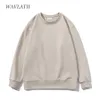 Bluzy damskie bluzy Wavlatii Kobiety proste styl bluzy Khaki Fashion Streetwear Soild O-Neck Hoodie Casual White Tops WH2219 230630