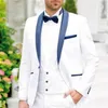 Vit bröllopsdräkt för män 3piecesjacket slips västbyxa anzug herren tuxedo trajes de hombre blazer terno masculino244m