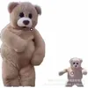 Mascotte kostuum dansende beer pluche teddybeer man met popkostuum grappig kostuum