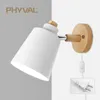 Lamps PHYVAL Nordic With Switch Iron E27 Macaroon 6 Color Bedside Lamp Led EU/US Plug Wall Sconce LightHKD230701