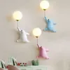 Lampen Cartoon Blauw Wit Roze Beer Lamp voor Kinderen Kids Baby Meisje Slaapkamer Nachtkastje Wandlamp met 3D Afdrukken Maan Verlichting G9HKD230701