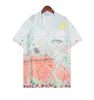 Casablanc-s 2023ss 디자이너 셔츠 Masao San 인쇄 남성 캐주얼 셔츠 여성 느슨한 실크 셔츠 반팔 고급 티셔츠 고품질 티셔츠