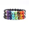 Pulseira frisada 8 mm pedra lava reiki 7 chacras vertentes faça você mesmo aromaterapia óleo essencial difusor pulseiras para mulheres homens yoga buda ene dhjbc