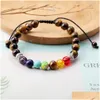 Beaded Tiger Eye Armband Justerbara 8mm Strands for Yoga Healing NCE - MENS OCH WOMENS 7 CHAKRA SMYCKE LEVERING ALLE