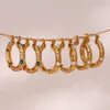 Hoop Huggie Classcial Colorful Zircon Stone Pearl Paved Chunky 25MM Medium Size Hoop Earrings For Women 230630