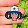 Bransoletki 5pcs Enamel Micro Pave Black Girl Charms for Women Bransoletka Naszyjnik Making Bling Afro Girl Sport Wendant Zaopatrzenie w biżuterię