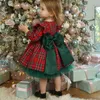 Robes de fille 6M-4T enfant en bas âge enfants bébés filles tenue de Noël à manches longues robe de fourrure de princesse en velours rouge avec ceinture enfants père noël cadeaux 220110 Z230701