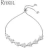RAKOL BP5124 lady fashion lead zircon diamond cuff bracelets sterling silver plated copper fine jewelry adjustable bracelets