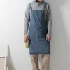 New Adjustable Neckband Waistline Denim Apron Convenient Front Pocket Foldable Soft Wear-resistant Overalls for Home Kitchen Garden